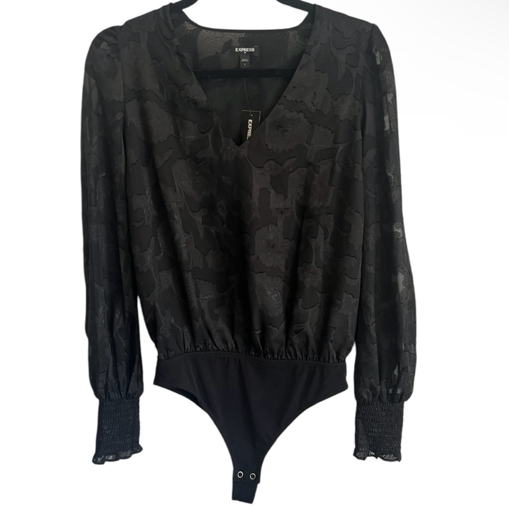 Express Black Floral Bodysuit